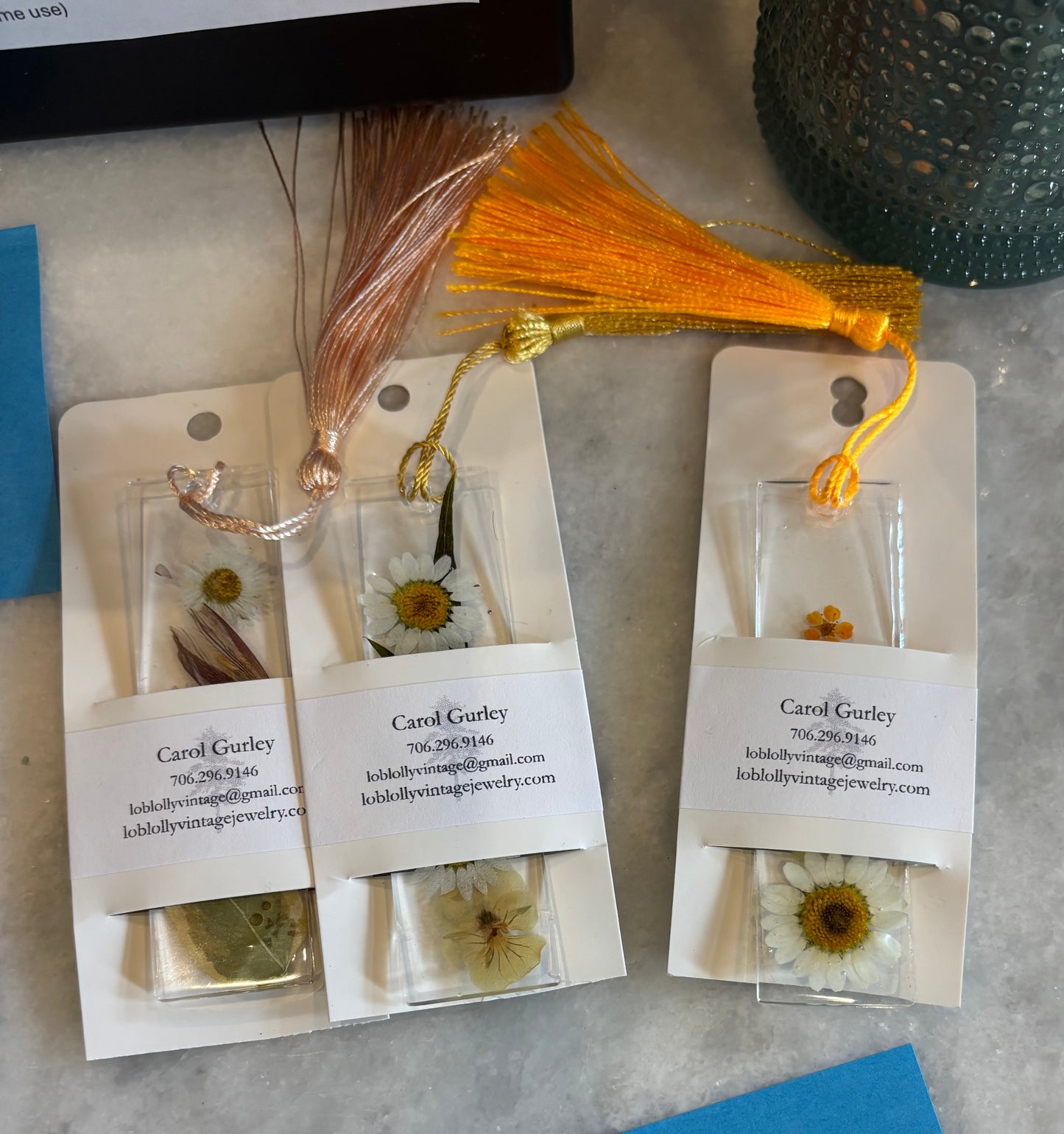 Handmade Bookmark with Real Flowers - Small