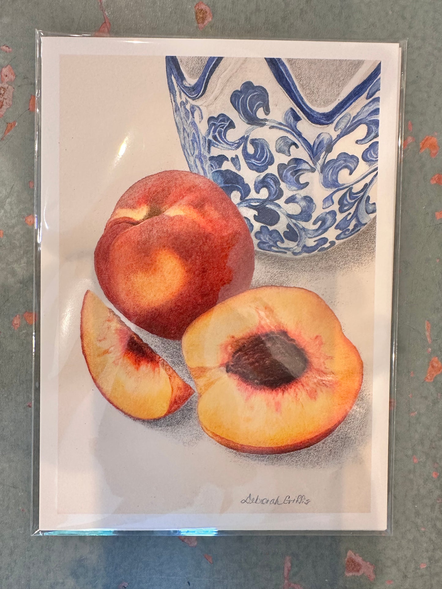 Blue & White and Peaches Print
