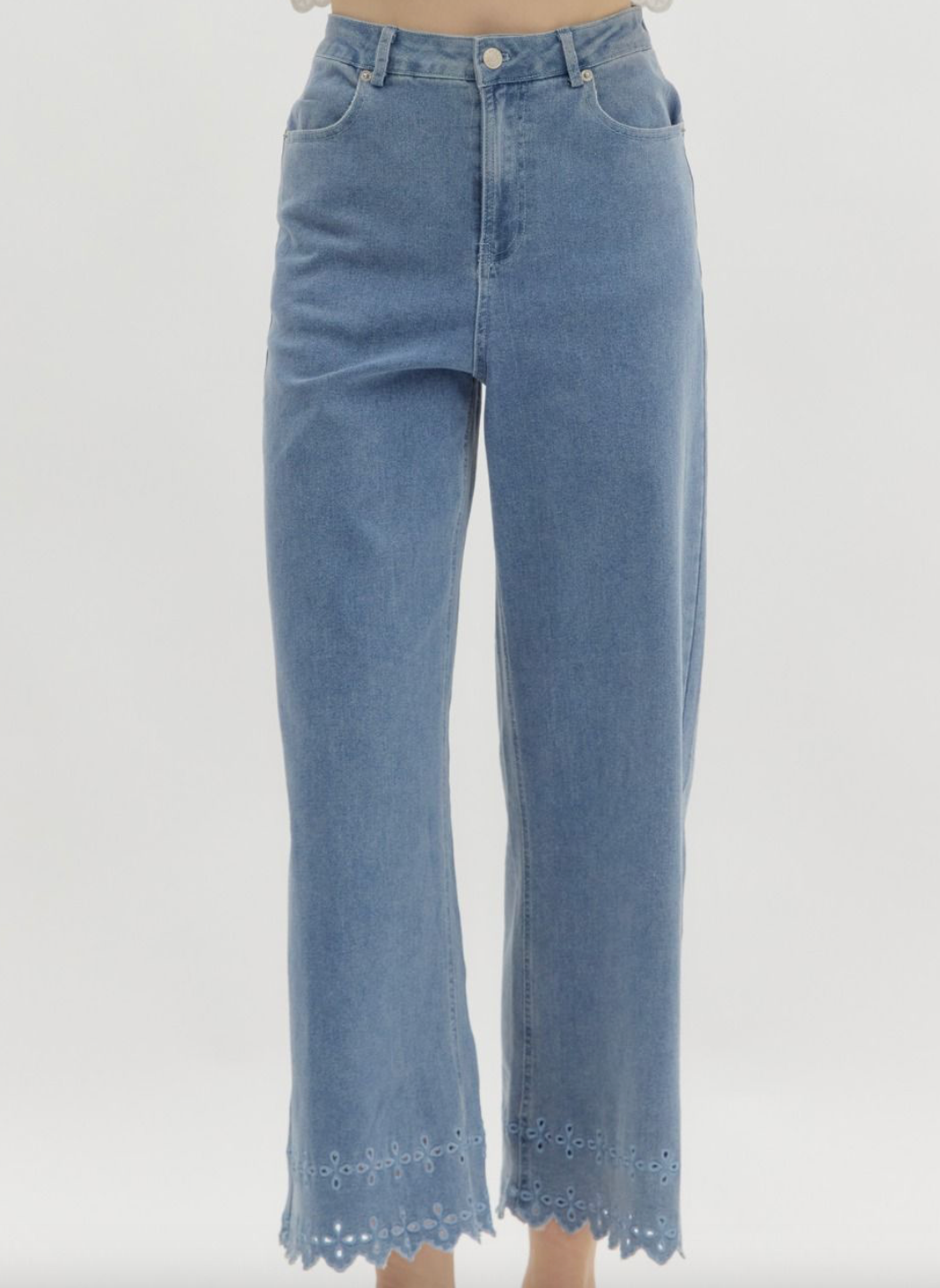 Eyelet Denim Pants