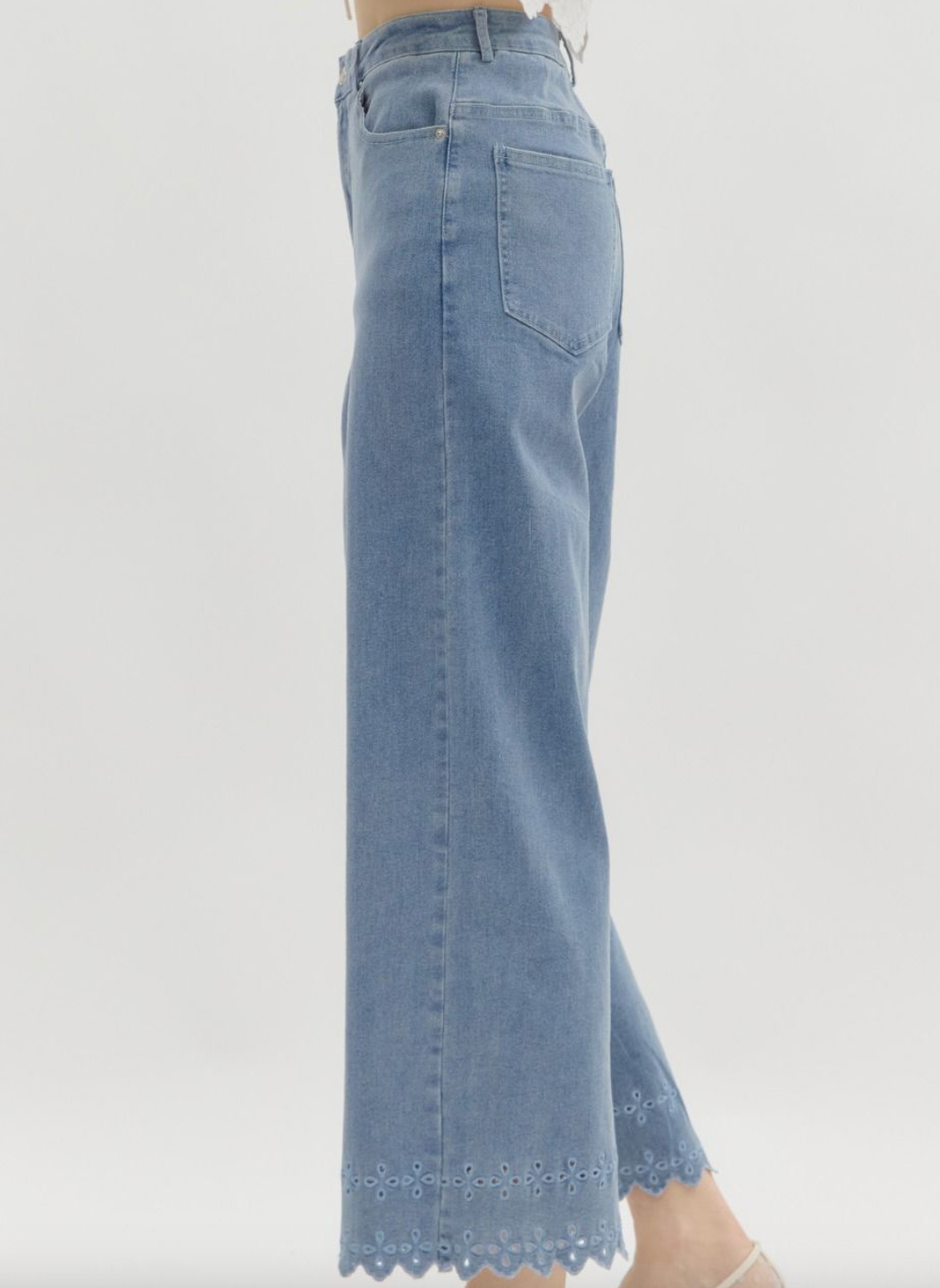 Eyelet Denim Pants