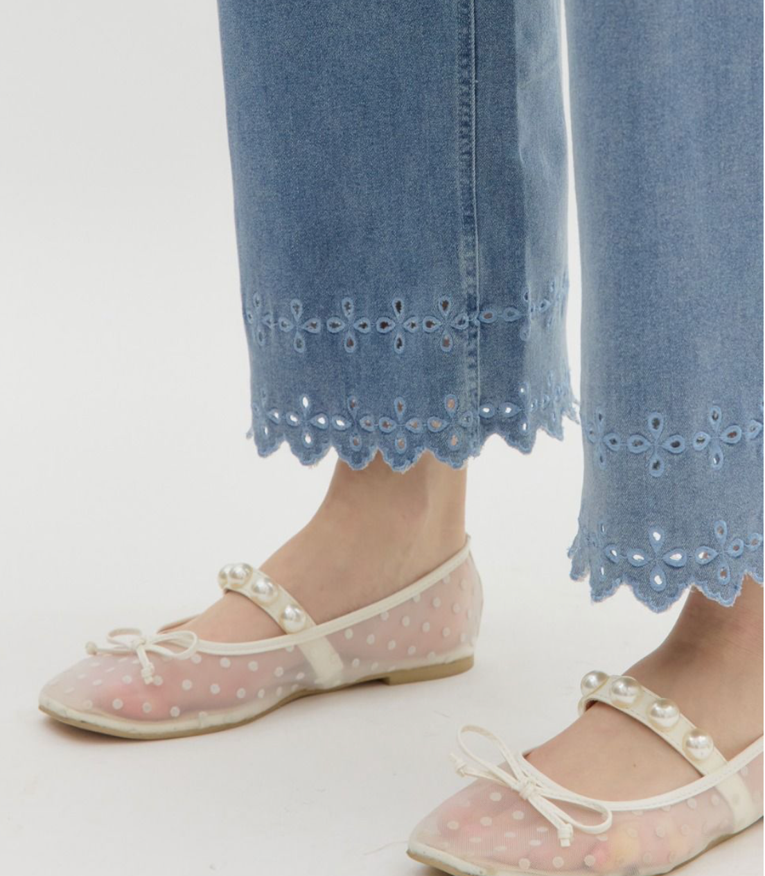 Eyelet Denim Pants