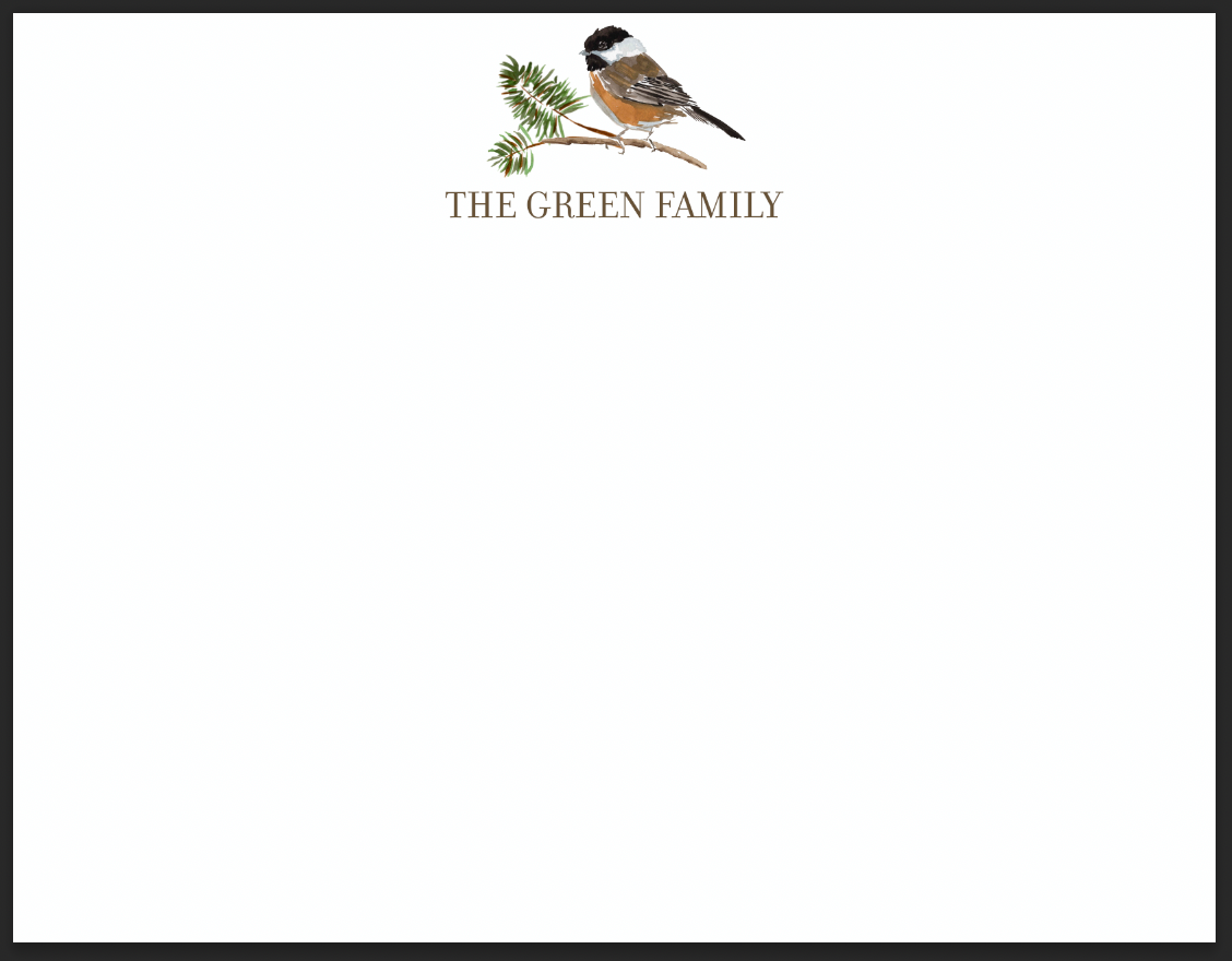 Chickadee Pine Personalized Notecards