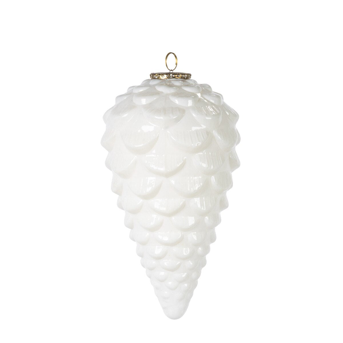 Large White Glass Pinecone Ornament