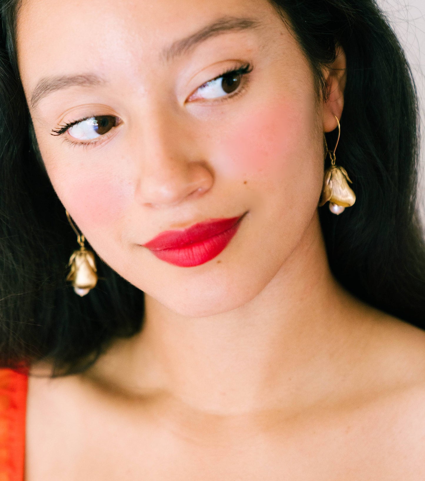 Nest Pretty Things - Flower Bud and Pearl Hanging Earrings