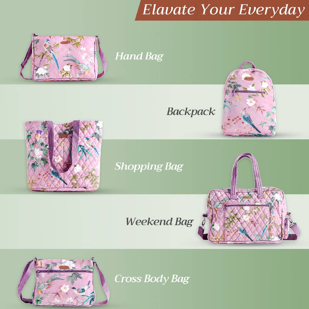 Maison d'Hermine - Design in Every Thread - Canvas Tote Bag 100% Cotton Hokuzai - Violet - 17.7" x 14.5"