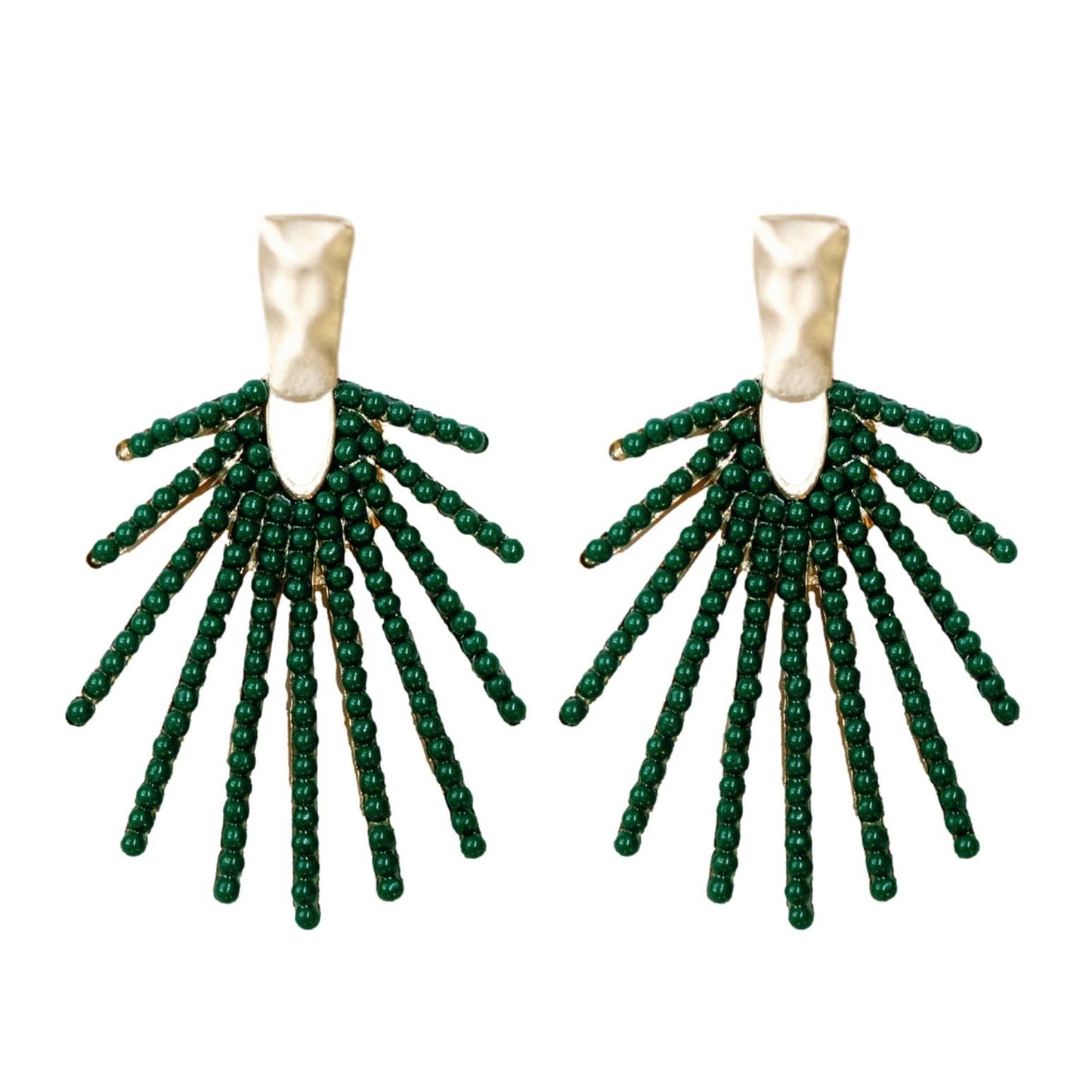 St Armands Designs of Sarasota - Olive Sunburst Statement Drop Earrings