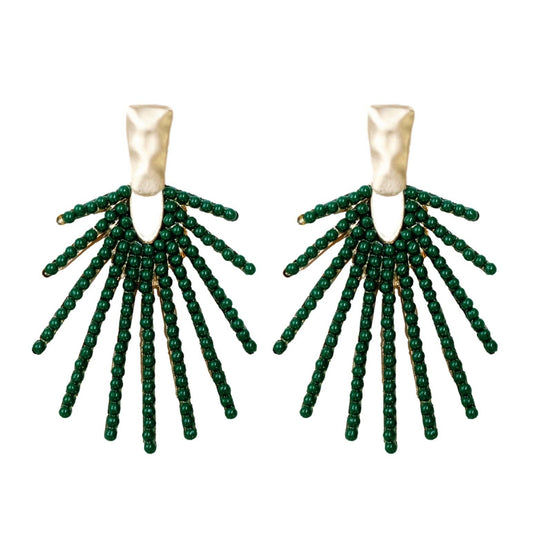 St Armands Designs of Sarasota - Olive Sunburst Statement Drop Earrings