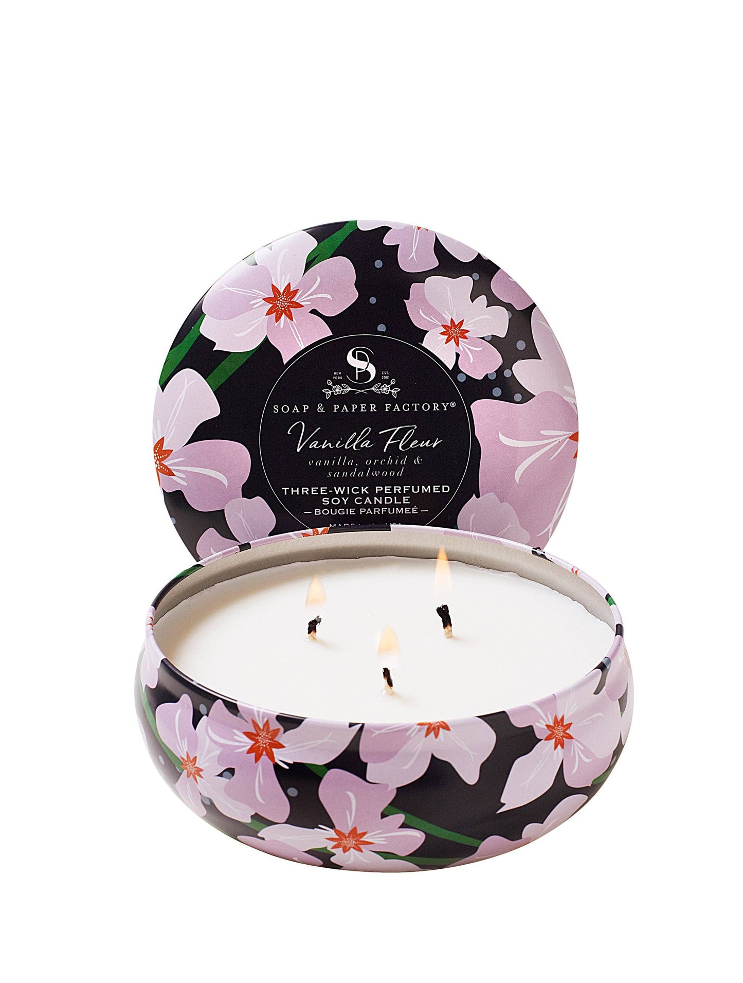 Soap & Paper Factory - Vanilla Fleur Three-Wick Tin Soy Candle