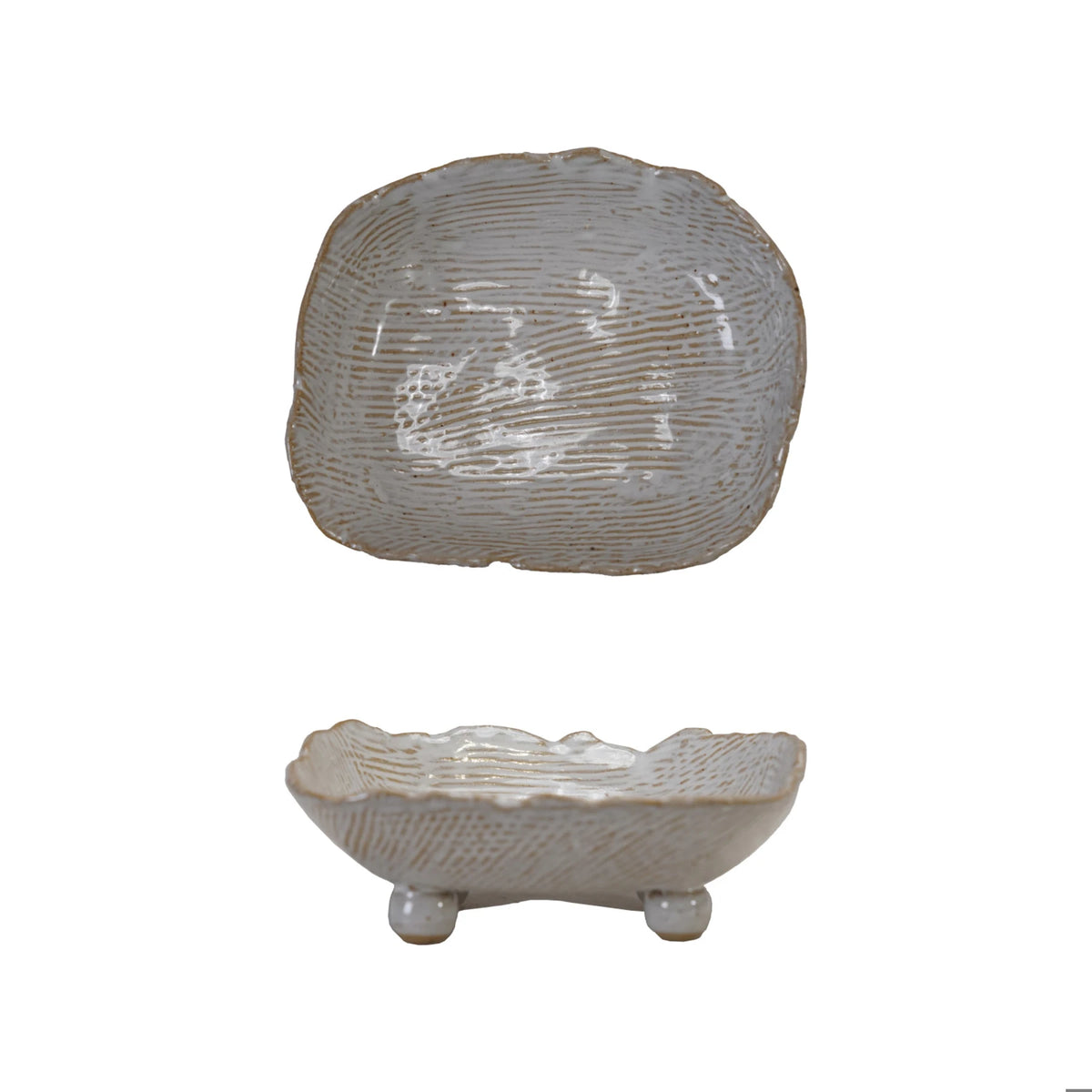 Stoneware Organic Shaped Footed Dish