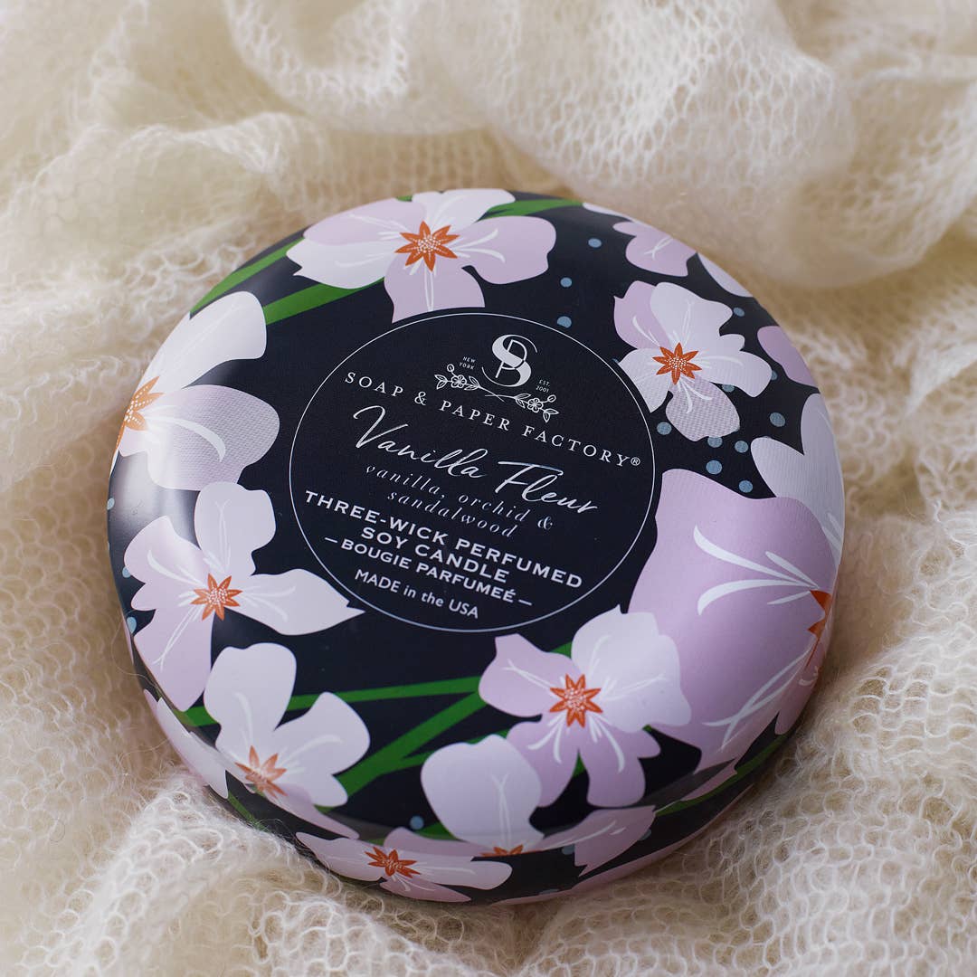 Soap & Paper Factory - Vanilla Fleur Three-Wick Tin Soy Candle