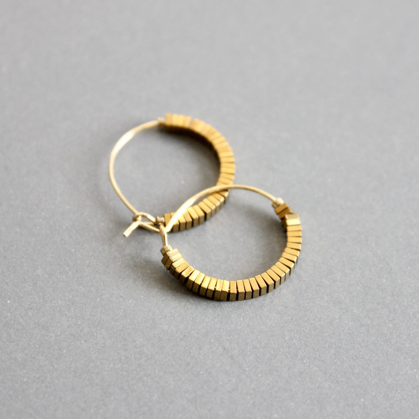 David Aubrey Jewelry - ISLE01 Mini Gold Hematite Hoop Earrings