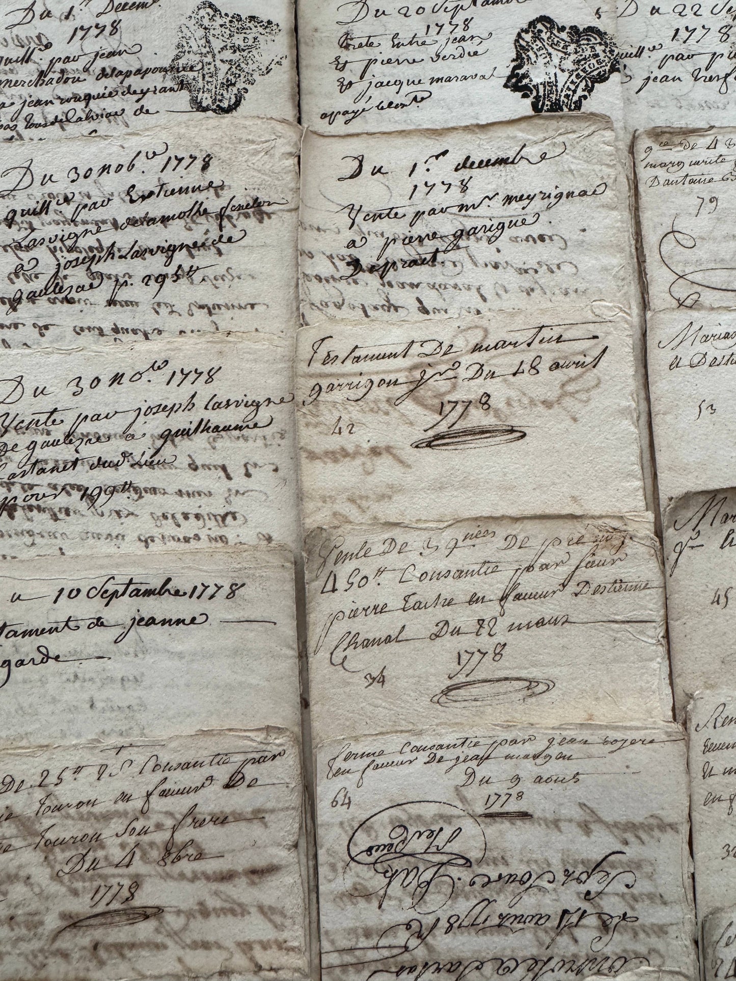 Monahan Papers - Antique 1778 French Documents - 247 Years Old