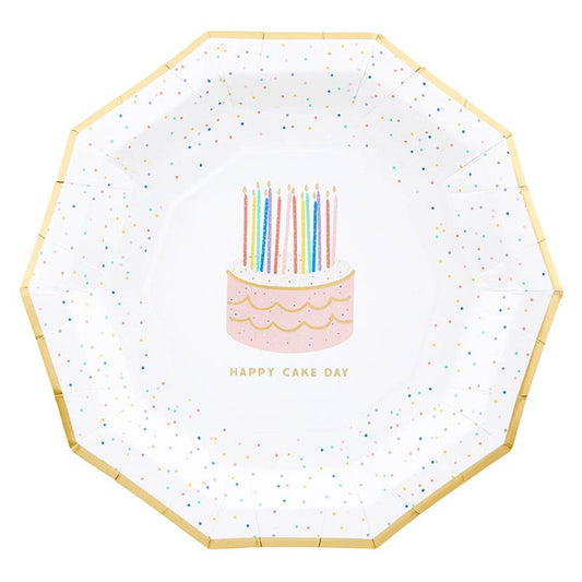 Slant Collections by Creative Brands - Decagon Paper Plates - Happy Cake Day