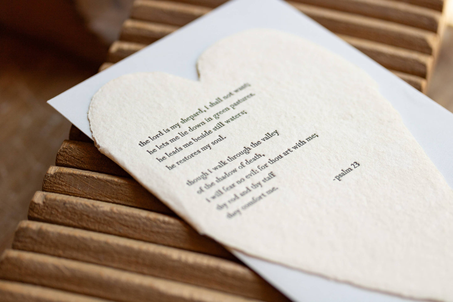 Oblation Papers & Press - Psalm 23 Letterpressed Heart Folded Card