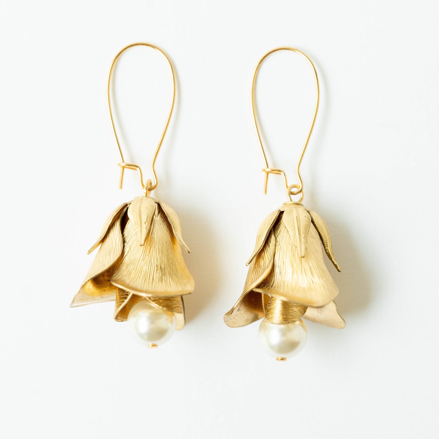 Nest Pretty Things - Flower Bud and Pearl Hanging Earrings