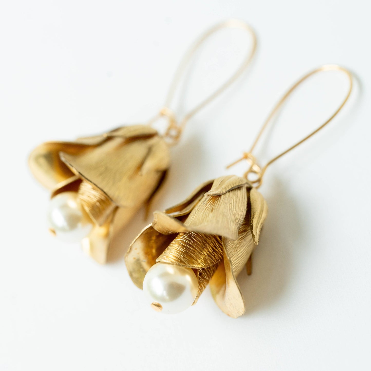 Nest Pretty Things - Flower Bud and Pearl Hanging Earrings