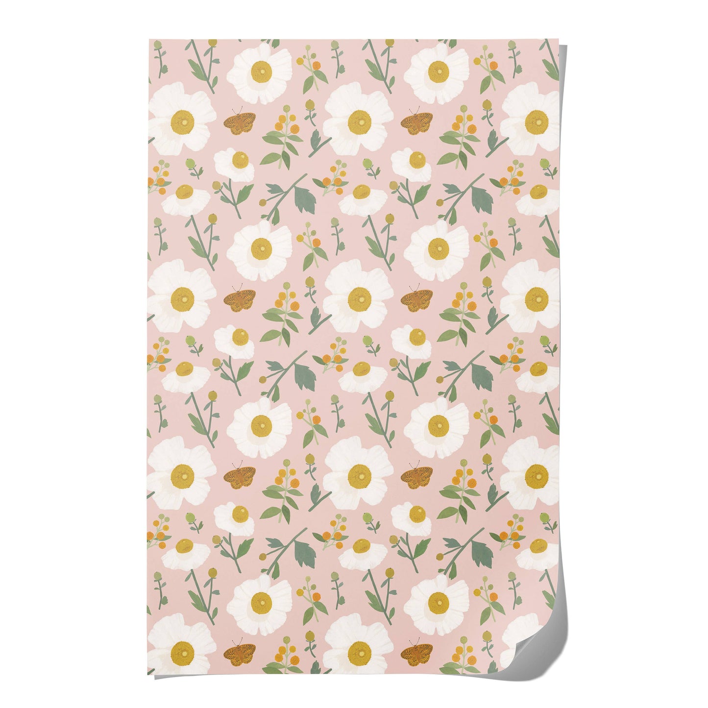 Red Cap Cards - White Poppies wrapping paper