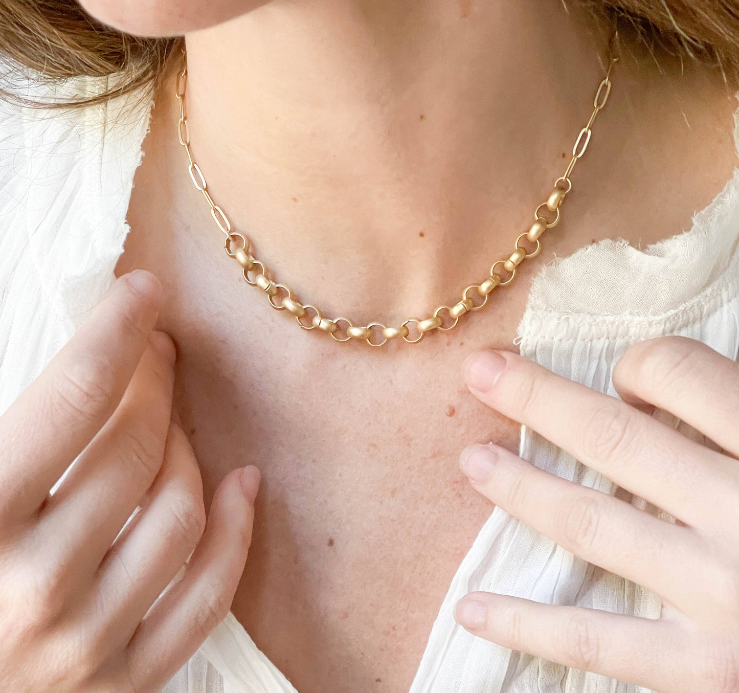 Nest Pretty Things - Two Style Gold Paperclip and Rolo and Necklace