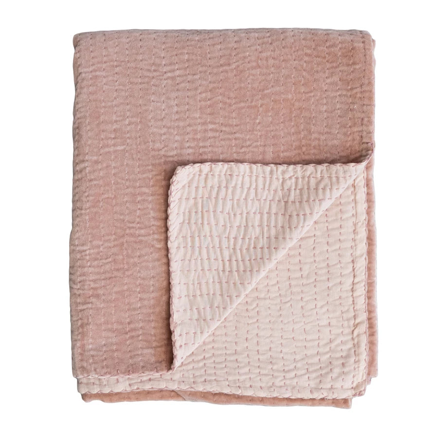 Cotton Velvet Blush Throw