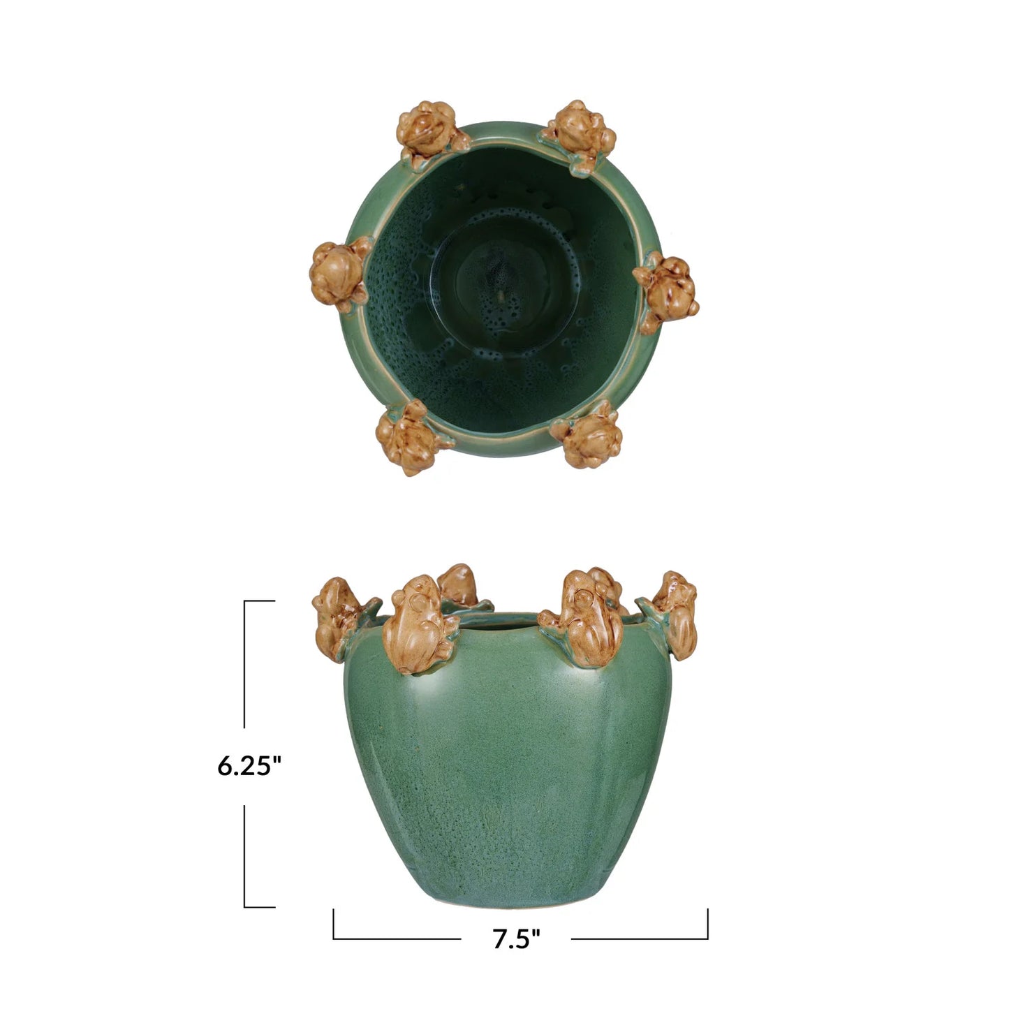 Round Stoneware planter with Frogs