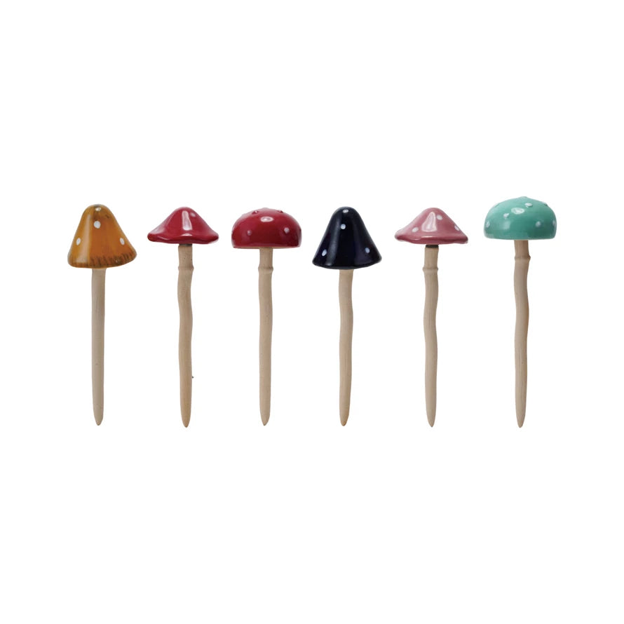Stoneware Mushroom Plant Stake, 6 Styles