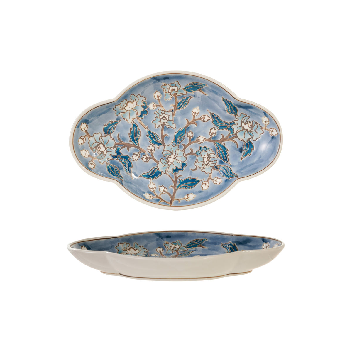 Decorative Hand-Painted Stoneware Dish