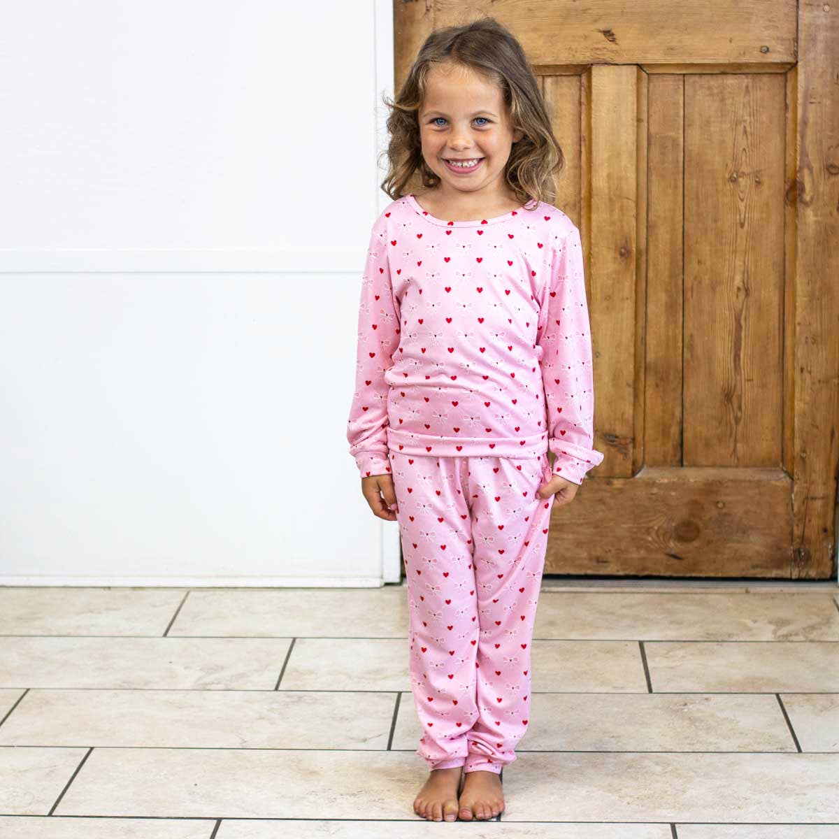 The Royal Standard - Kid's Tickled Pink Long Sleeve Pajamas Pink/Cherry/White -Asst.