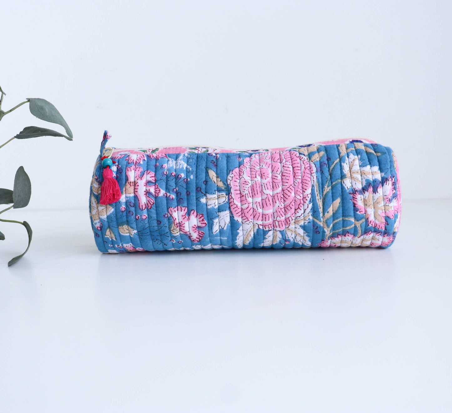 TerraWeave - Quilted Round Pencil Pouch, Make up Brush Bag, Organizer