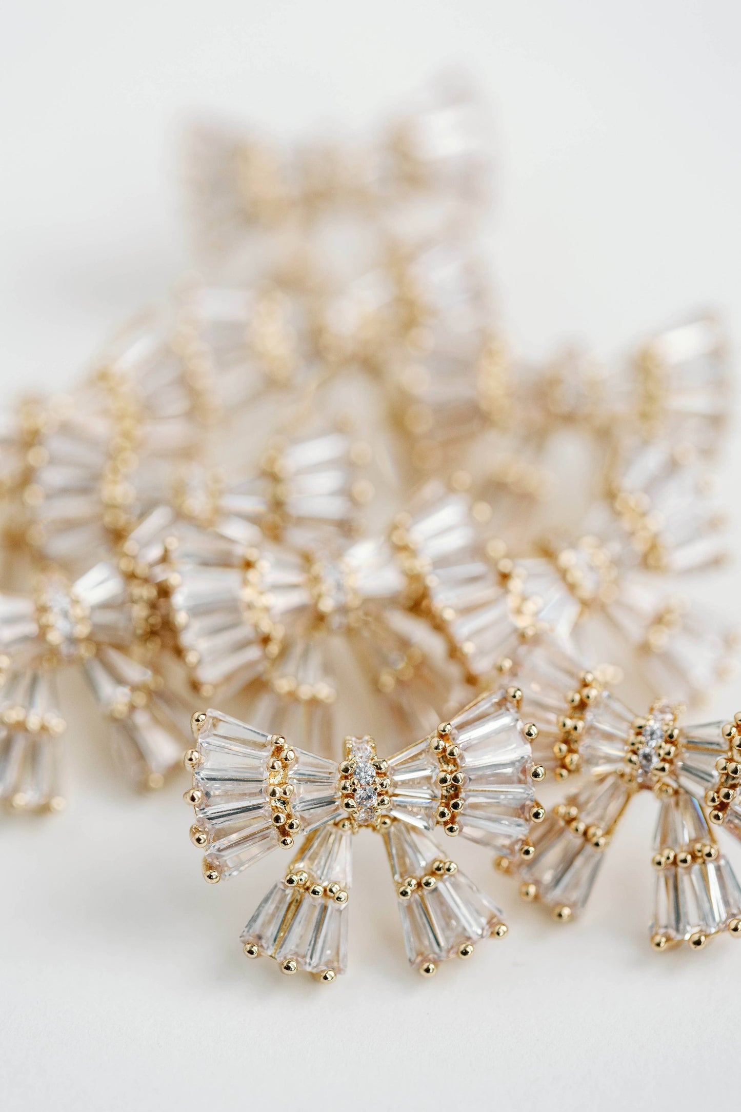 St Armands Designs of Sarasota - Gold Maxi Sparkler Statement Stud Bow Earrings