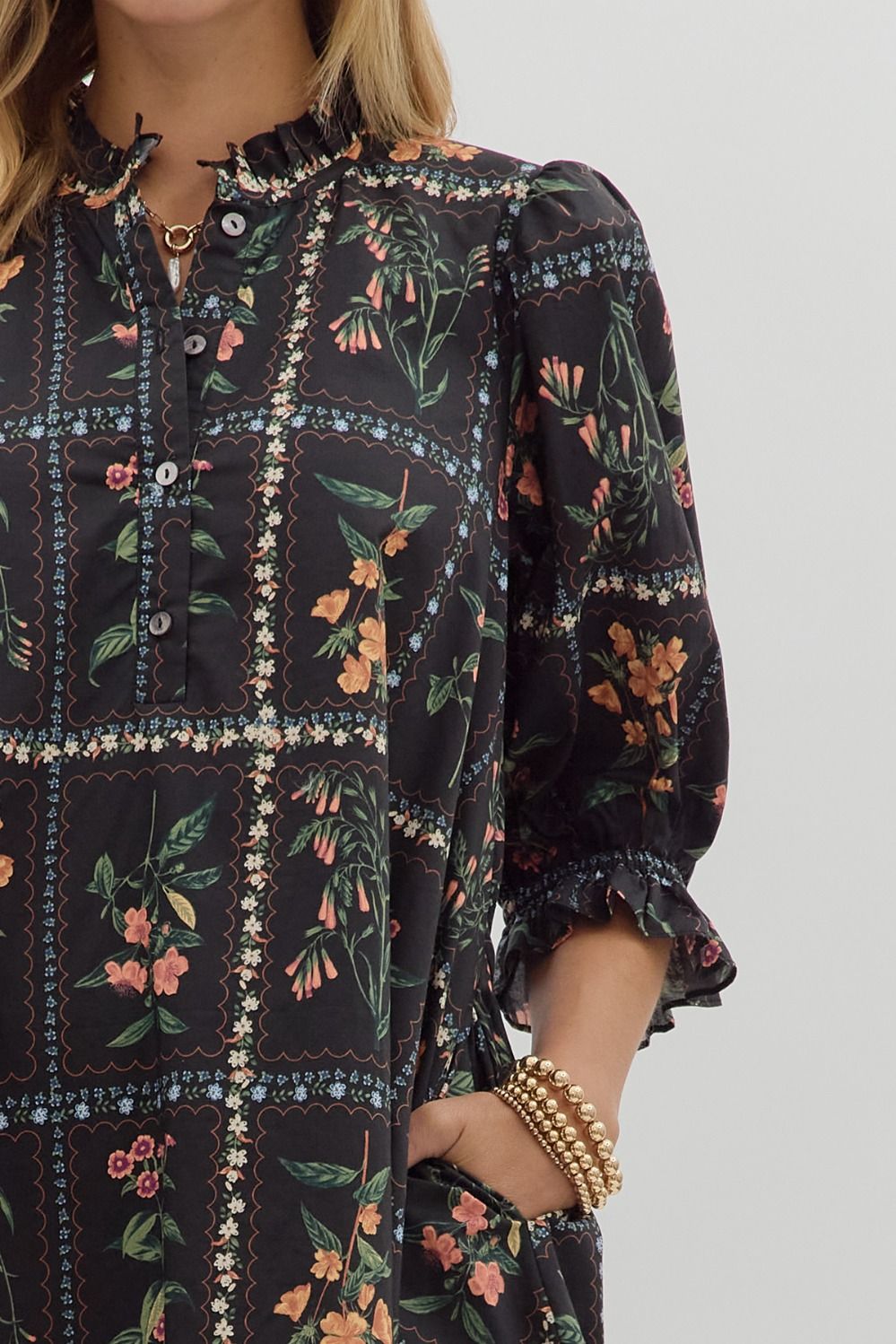 Rosemary Floral Grid Dress