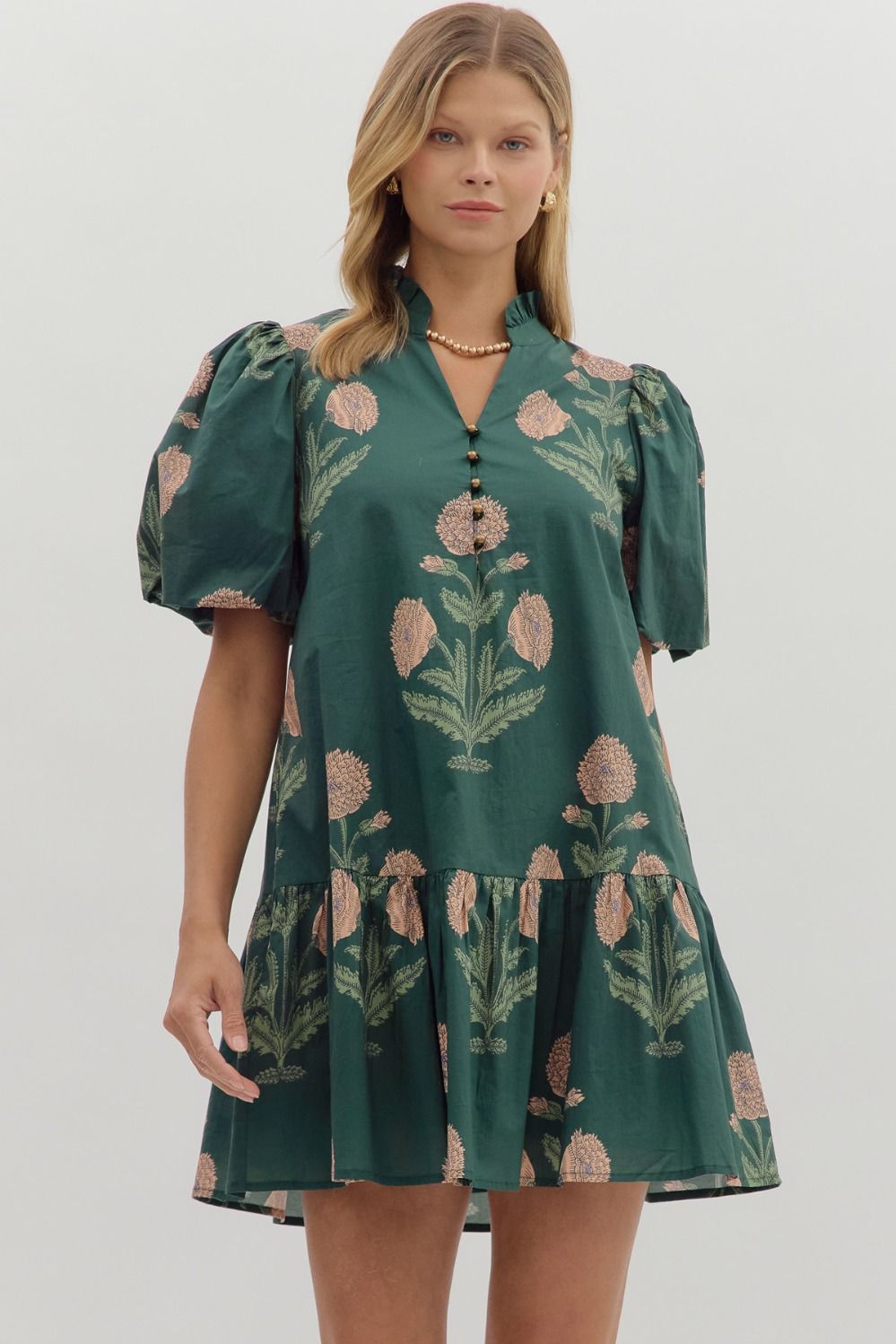Danni Green & Pink Block Print Dress