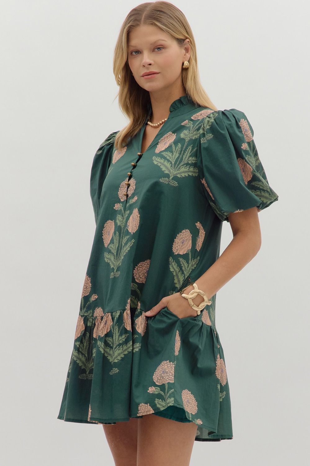 Danni Green & Pink Block Print Dress