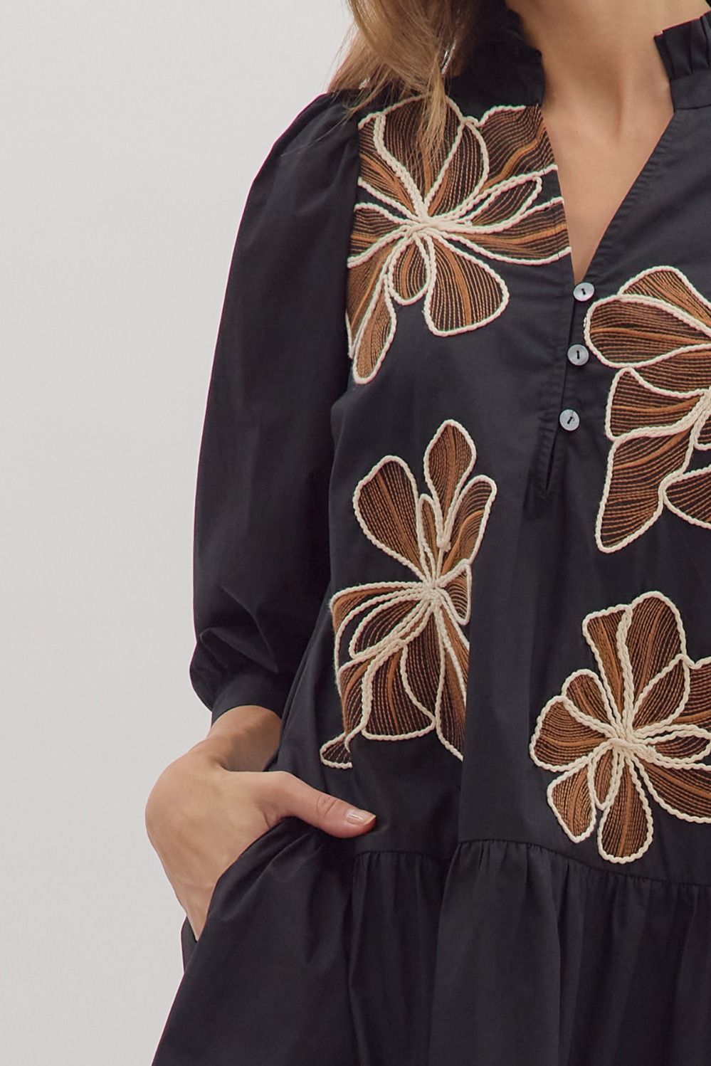 Viv Black Embroidered Dress