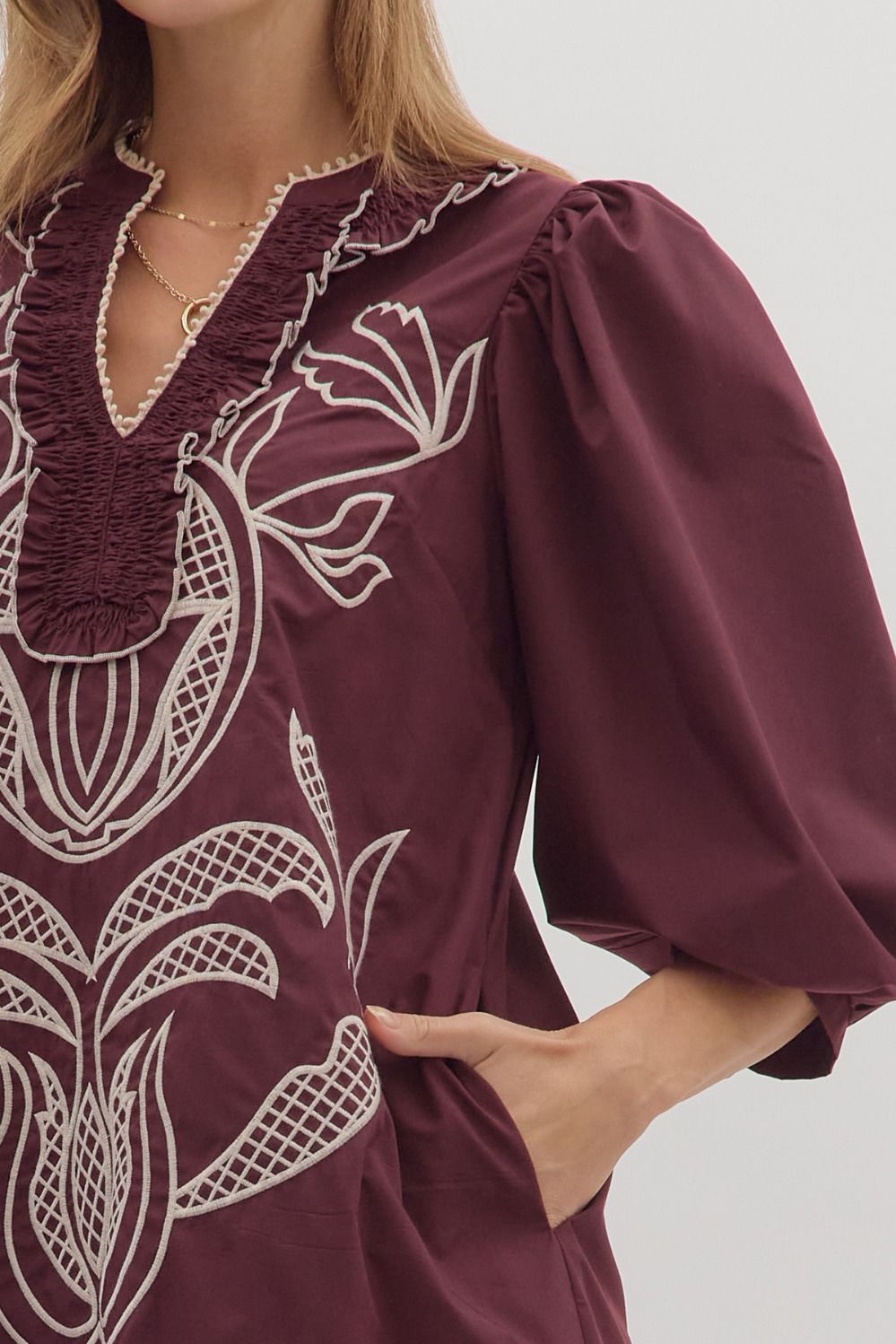 Genevive Merlot Dress