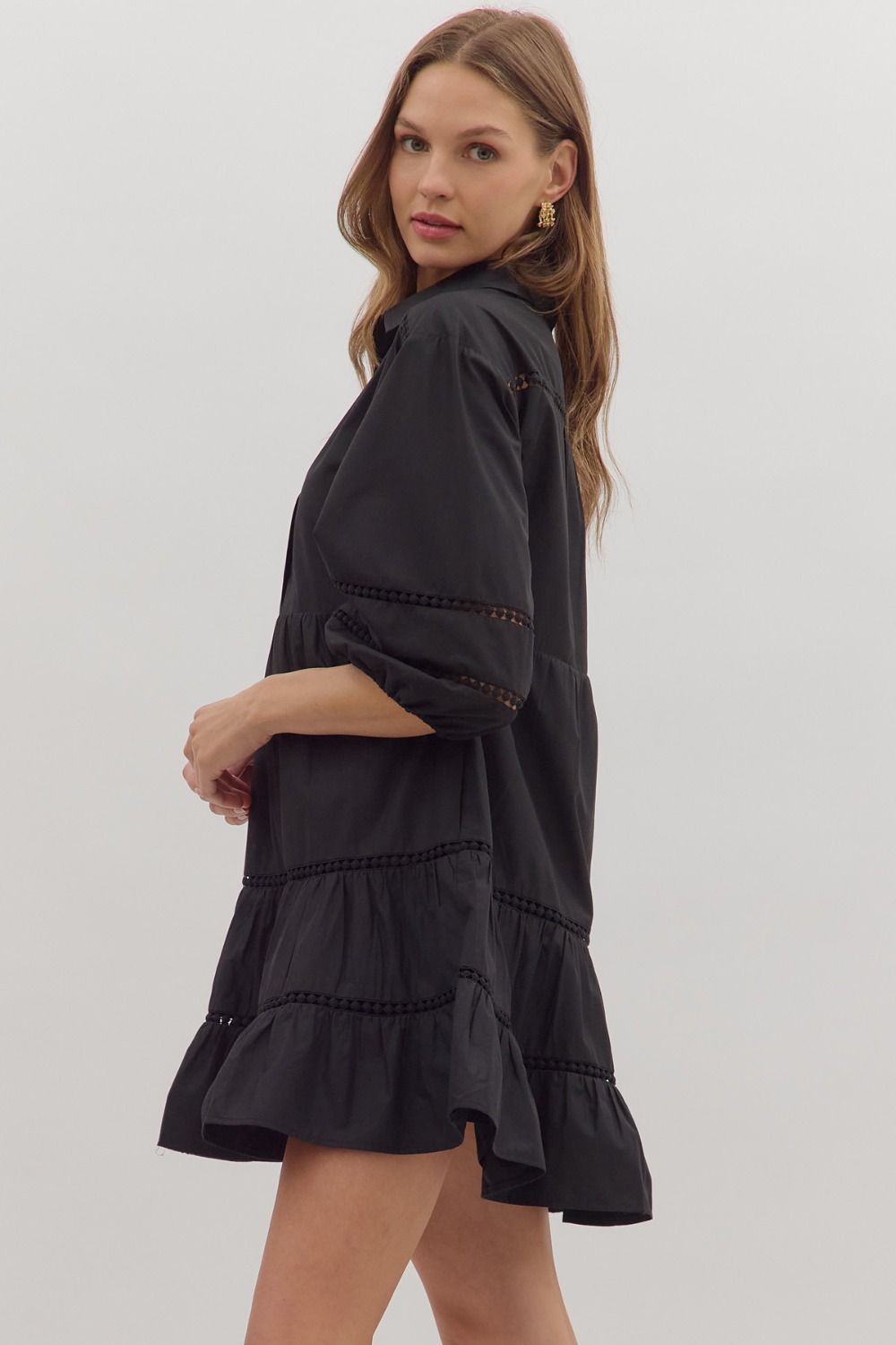Camila 3/4 Sleeve Dress Black