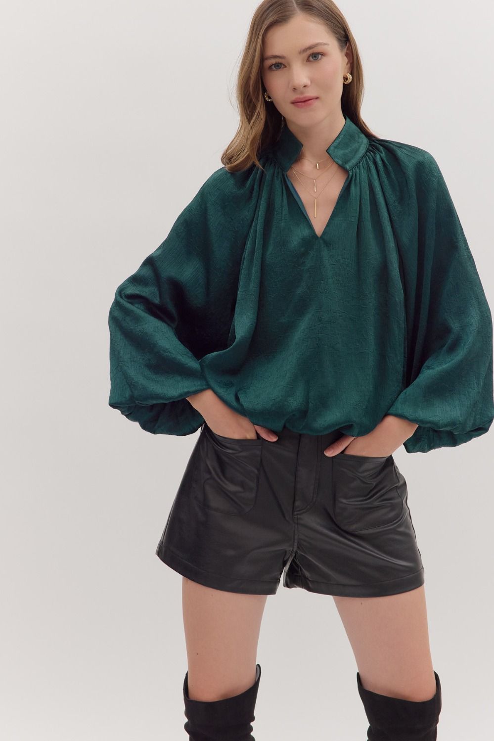 Della Dark Green Top
