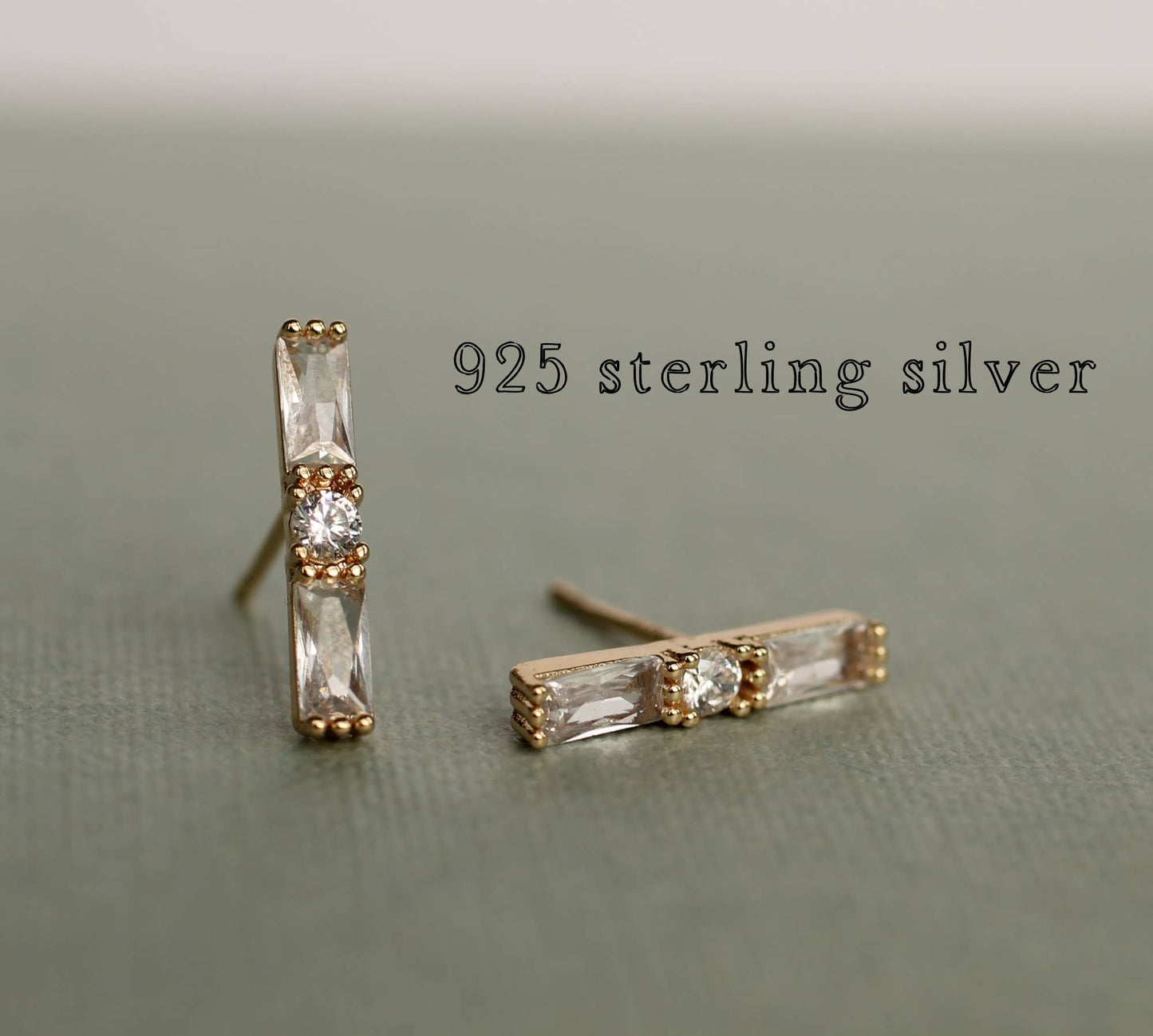 Silk Purse, Sow's Ear - Classic Art Deco Baguette Stud Earrings