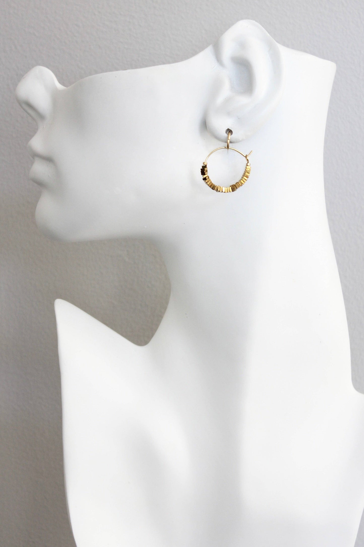 David Aubrey Jewelry - ISLE01 Mini Gold Hematite Hoop Earrings
