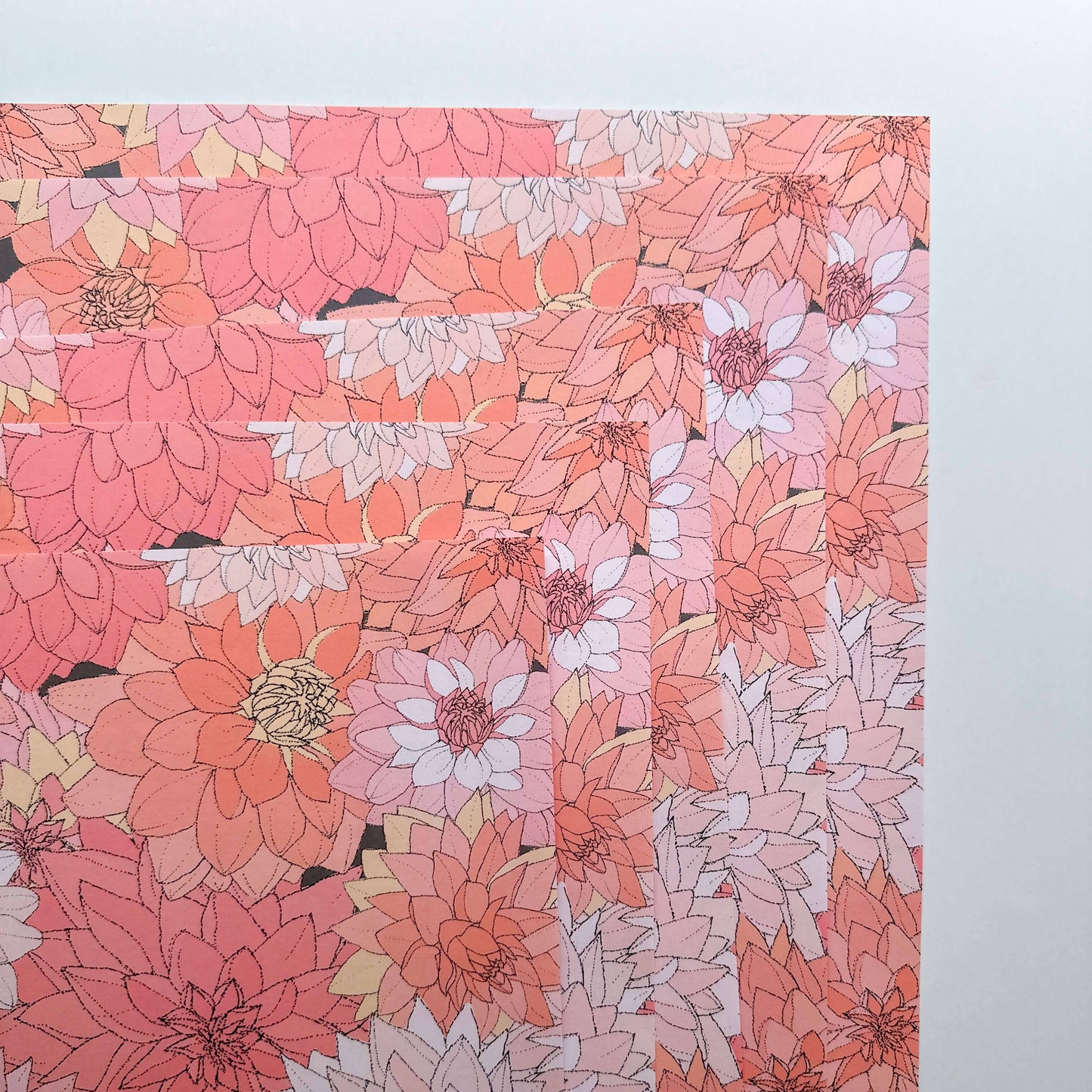 Ballard & Prescott - Dahlias in Pink Wrapping Paper: Single Sheets