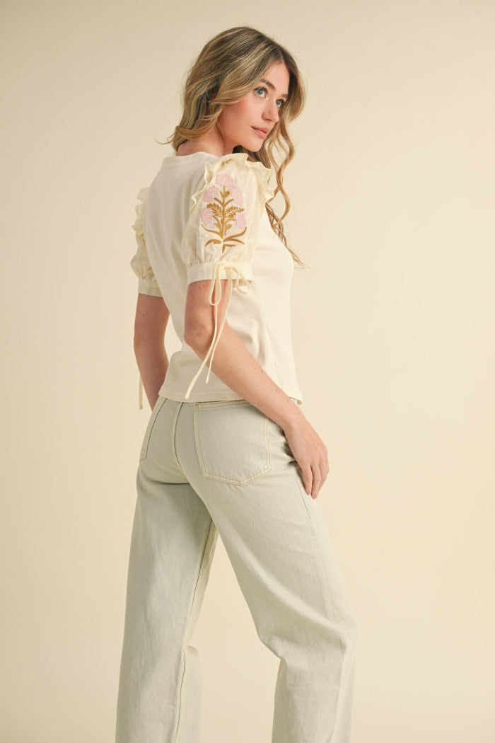 Block Print Embroidered Tee