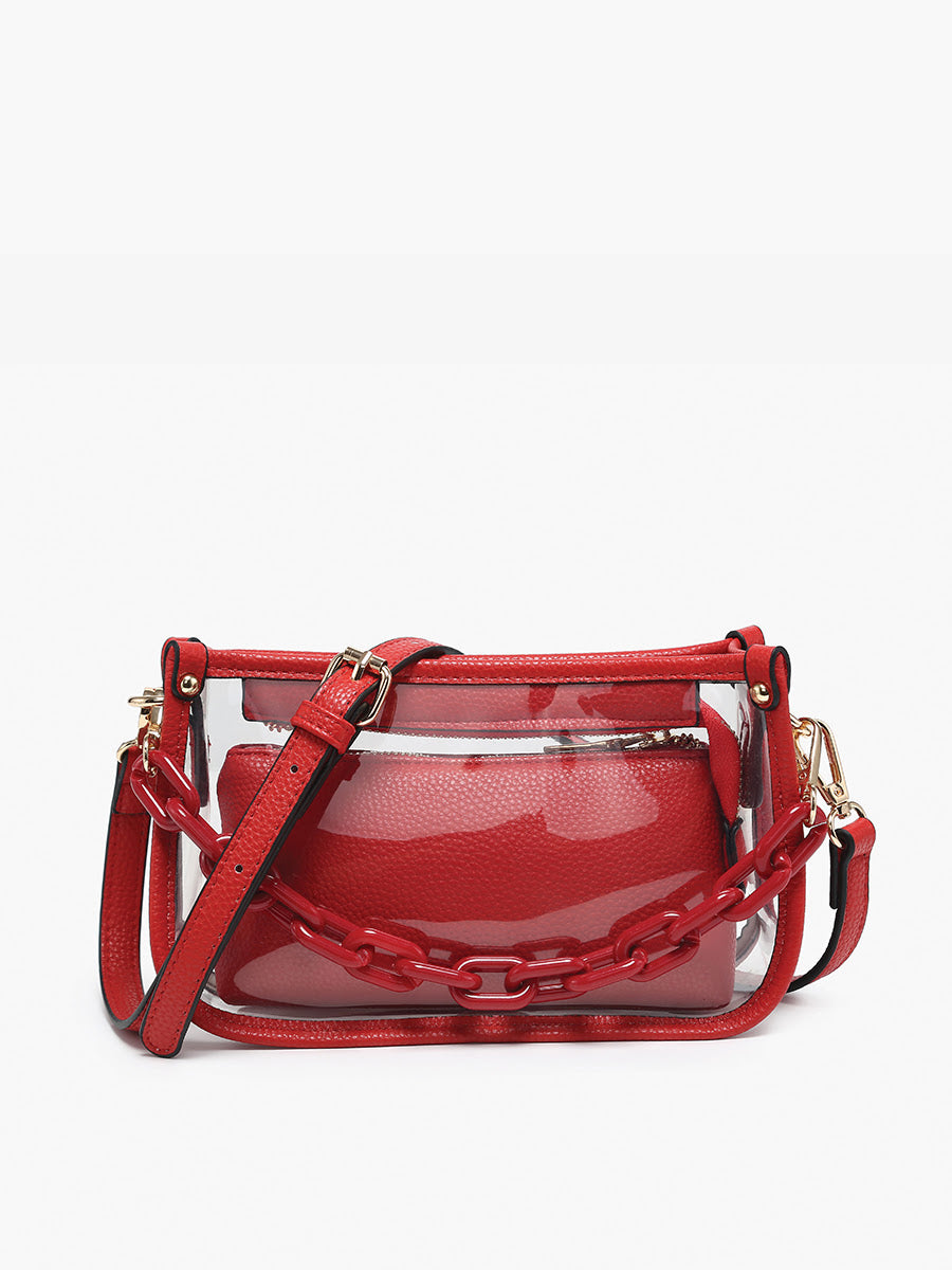 Red Leather and Clear Handbag