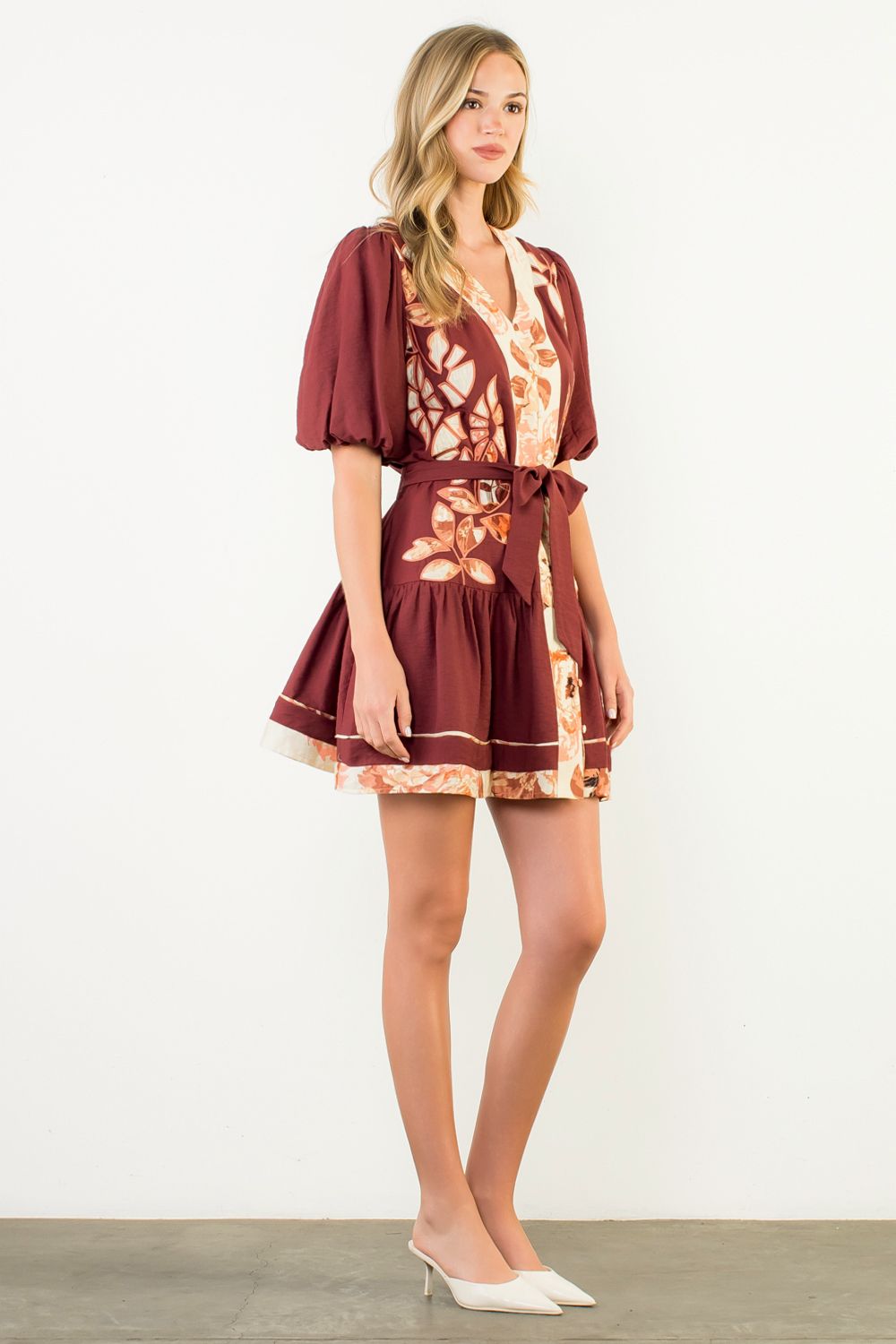 Leilah Maroon Appliqué Dress