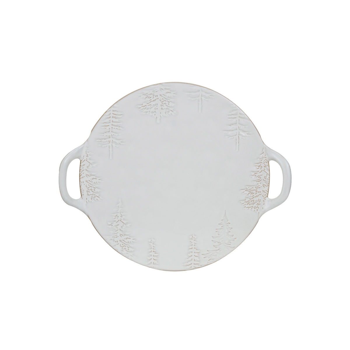 Debossed Stoneware Tray/Platter w/ Trees & Handles