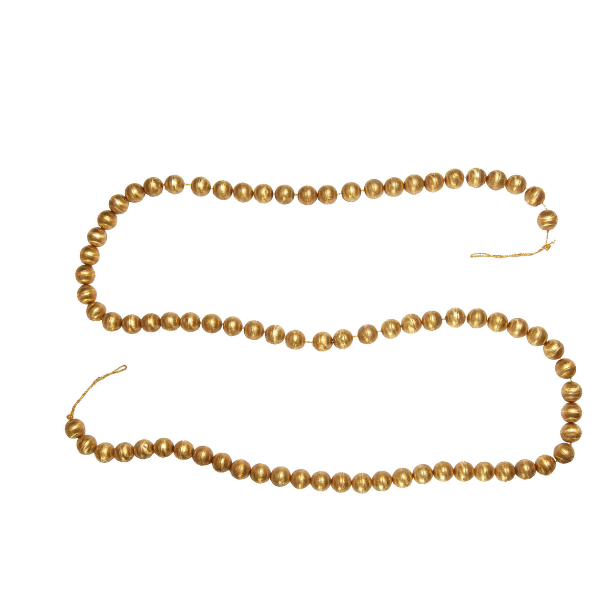 72"L x 3/4"H Handmade Embossed Metal Ball Garland, Gold Finish