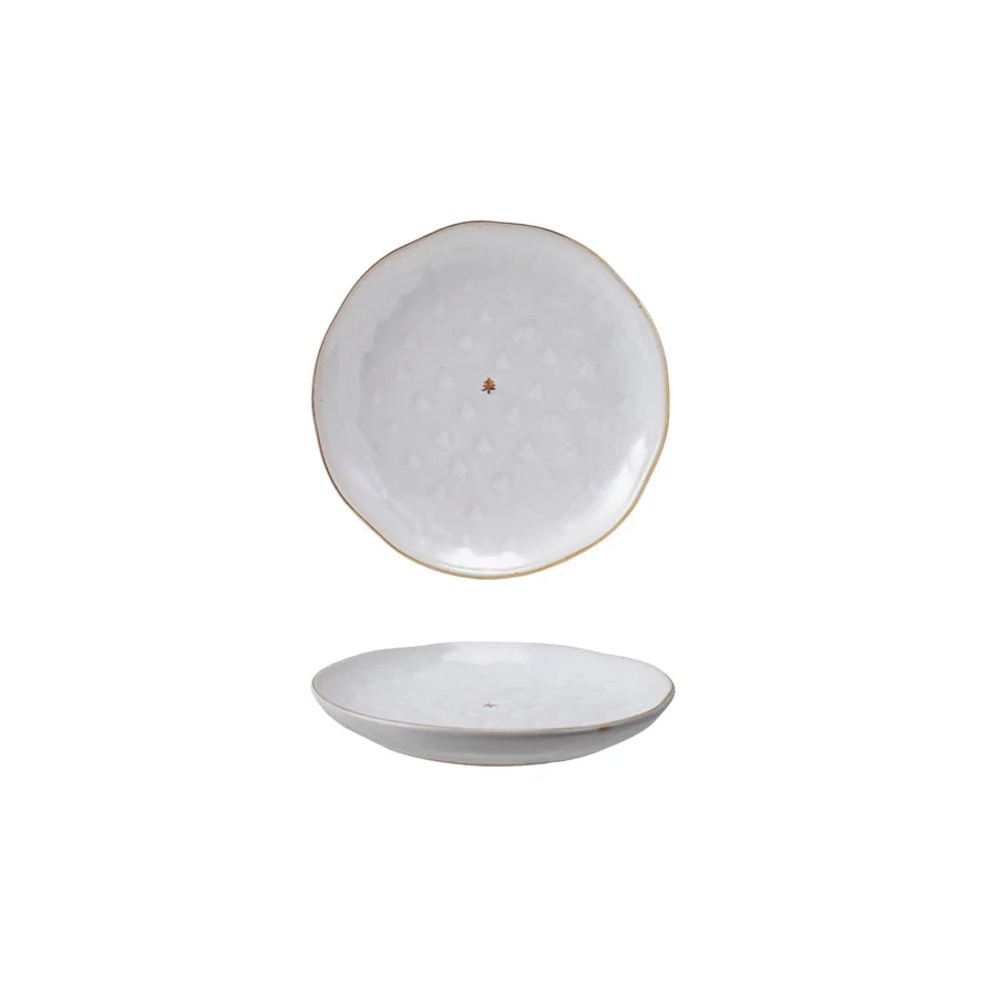 6" Stonewear Plate with Trees