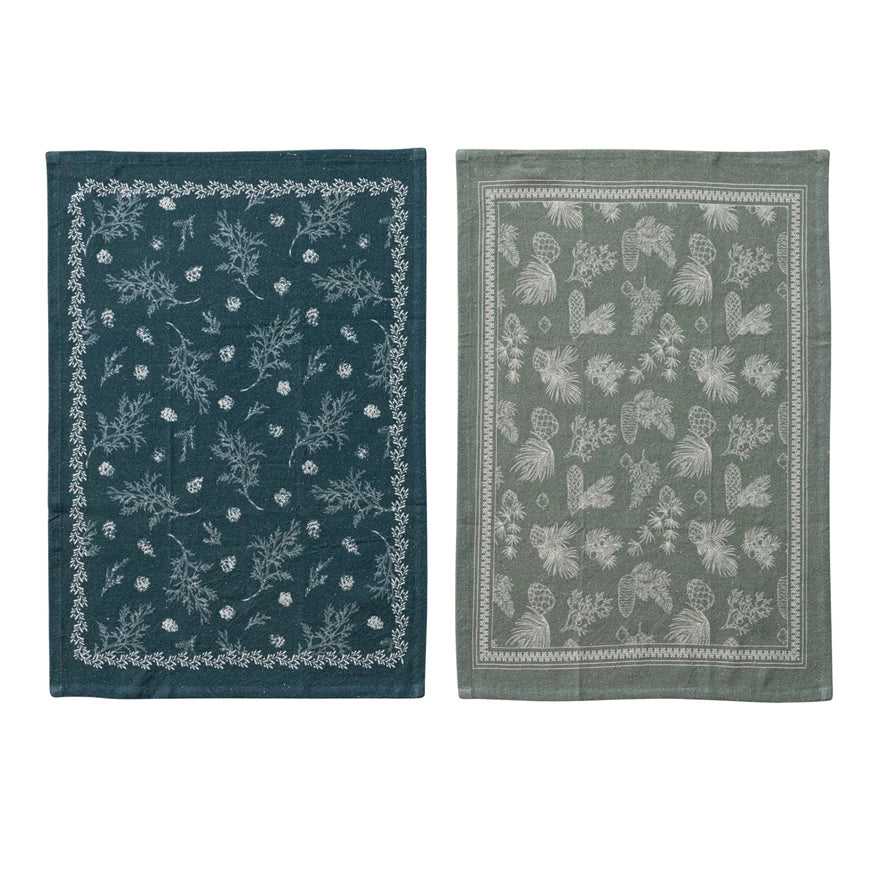 Tea Towels with Pine Bough Pattern