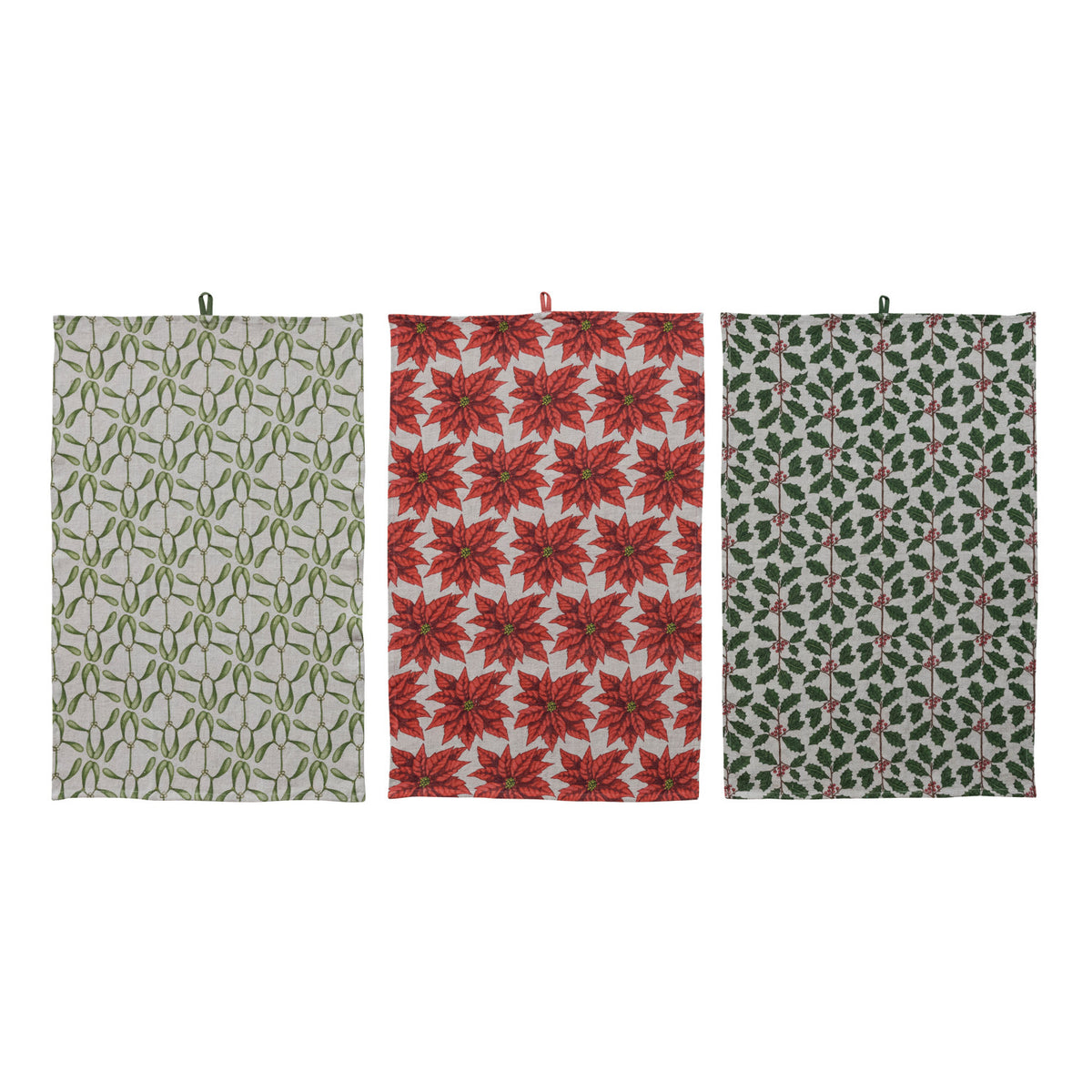Linen Printed Tea Towel w/ Seasonal Botanical Pattern