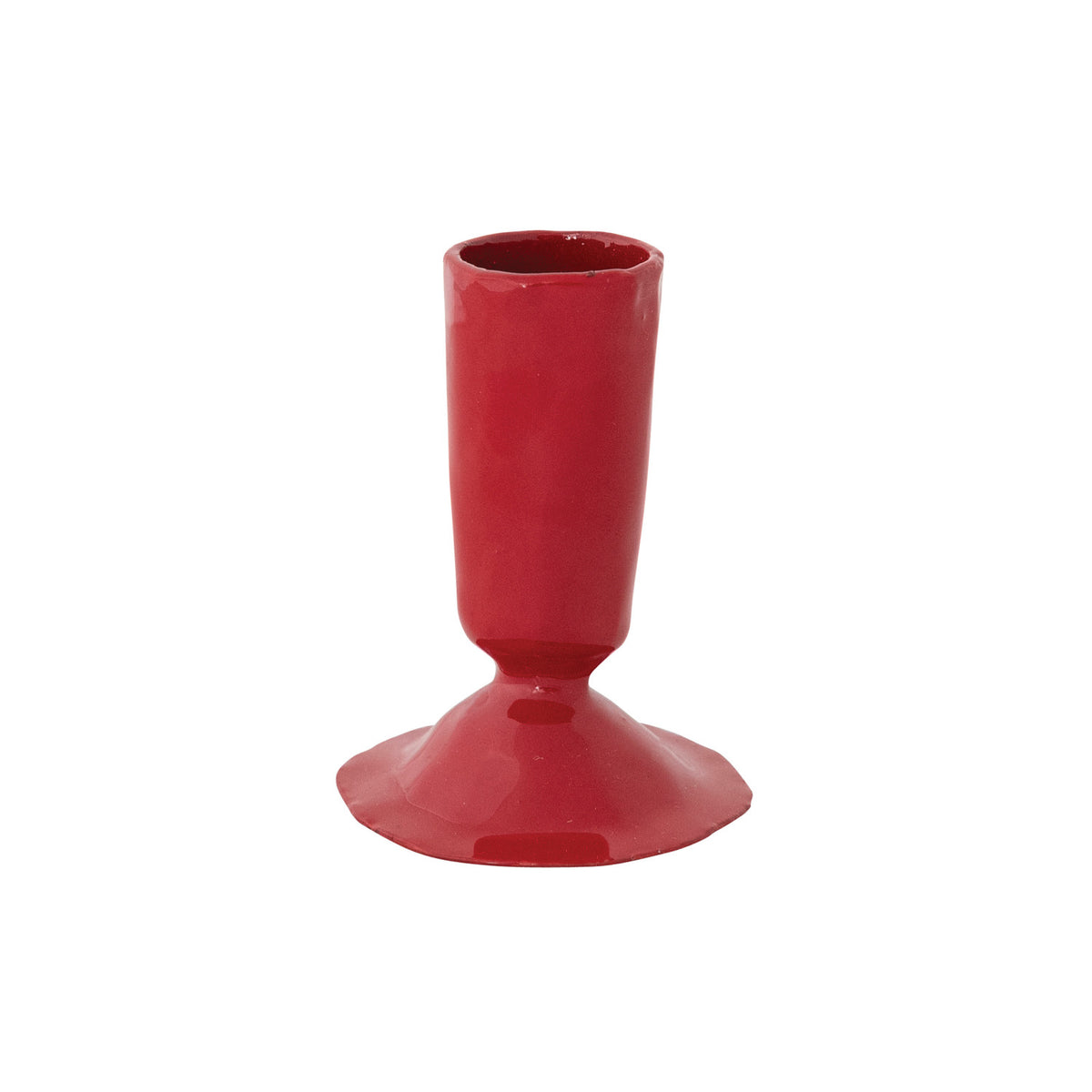 Hand-Forged Enameled Cast Iron Taper Holder, Red