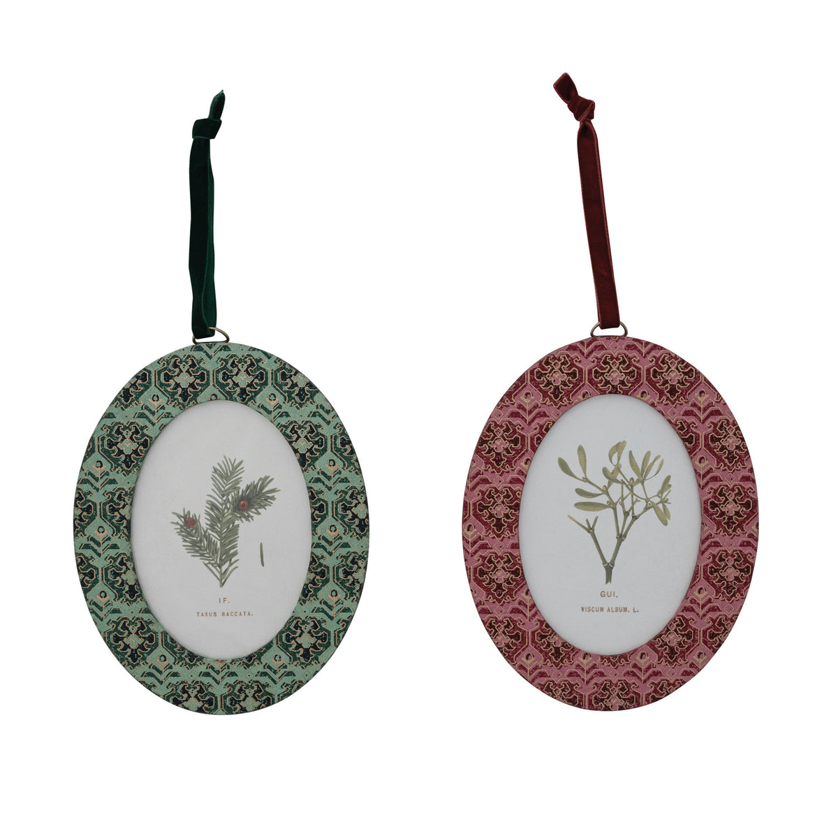 Photo Frame Ornament with Velvet Ribbon Hanger, 2 Styles