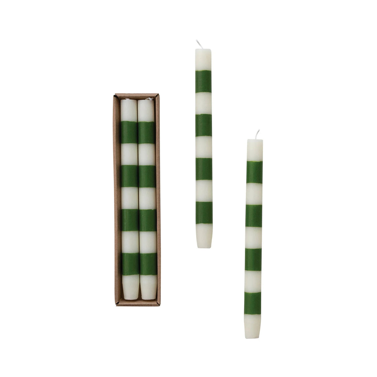 Unscented Taper Candles w/ Stripes in Box, Set of 2